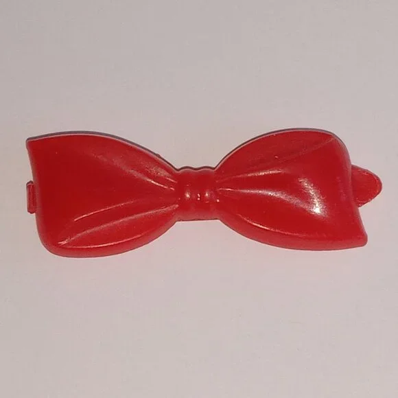🎯 10 for $10 / Vintage Kids Small Plastic Red Bow Barette Barrette - Picture 4 of 5